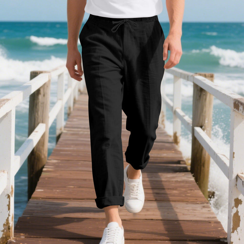 Street-Wave Men's Comfortable Beach Pants With Elastic Waistband And Adjustable Drawstring