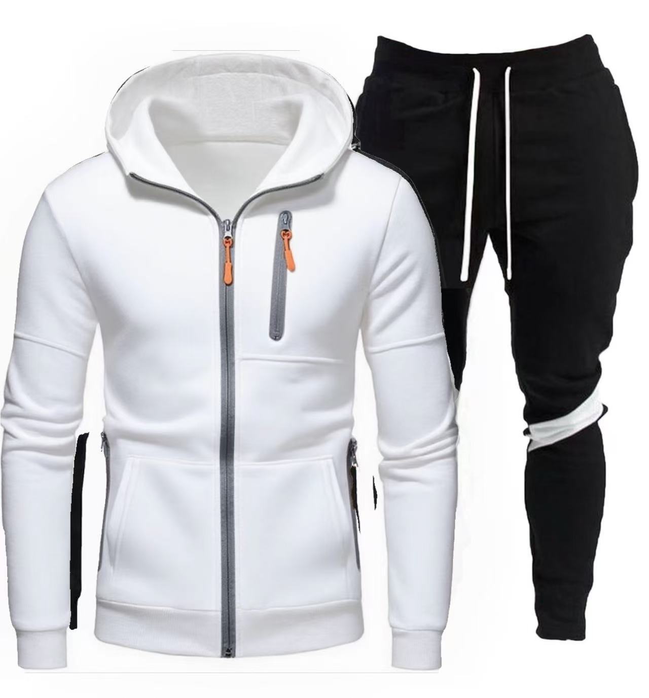 Street-Wave Men's Sporty Hoodie Jacket With Zipper And Jogging Pants Set For Active Living