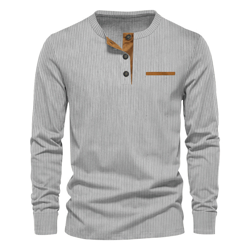 Men's Long Sleeve Shirt With Structured Design And Button Details By Street-Wave