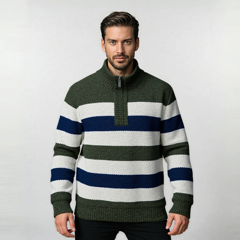 Mens Striped Half Zip Knit Sweater By Street Wave Stylish Comfort For Men Everyday Style