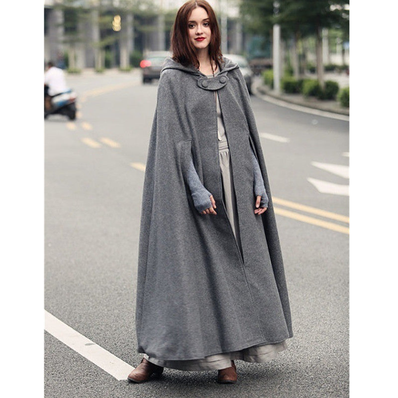 Street Wave Women's Elegant Hooded Cape With Adjustable Closure For Winter Comfort And Style