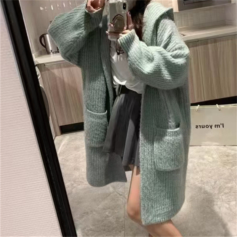 Street-Wave Womens Cozy Long Knit Cardigan With Elegant Rib Texture And Practical Pockets