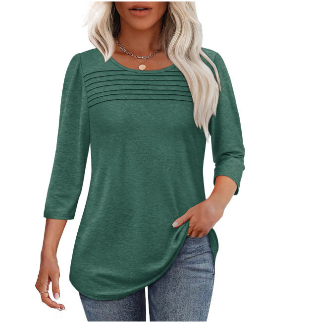 Street-wave Women Elegant Ruched Top Soft Knit Fit Versatile Day To Night For Work