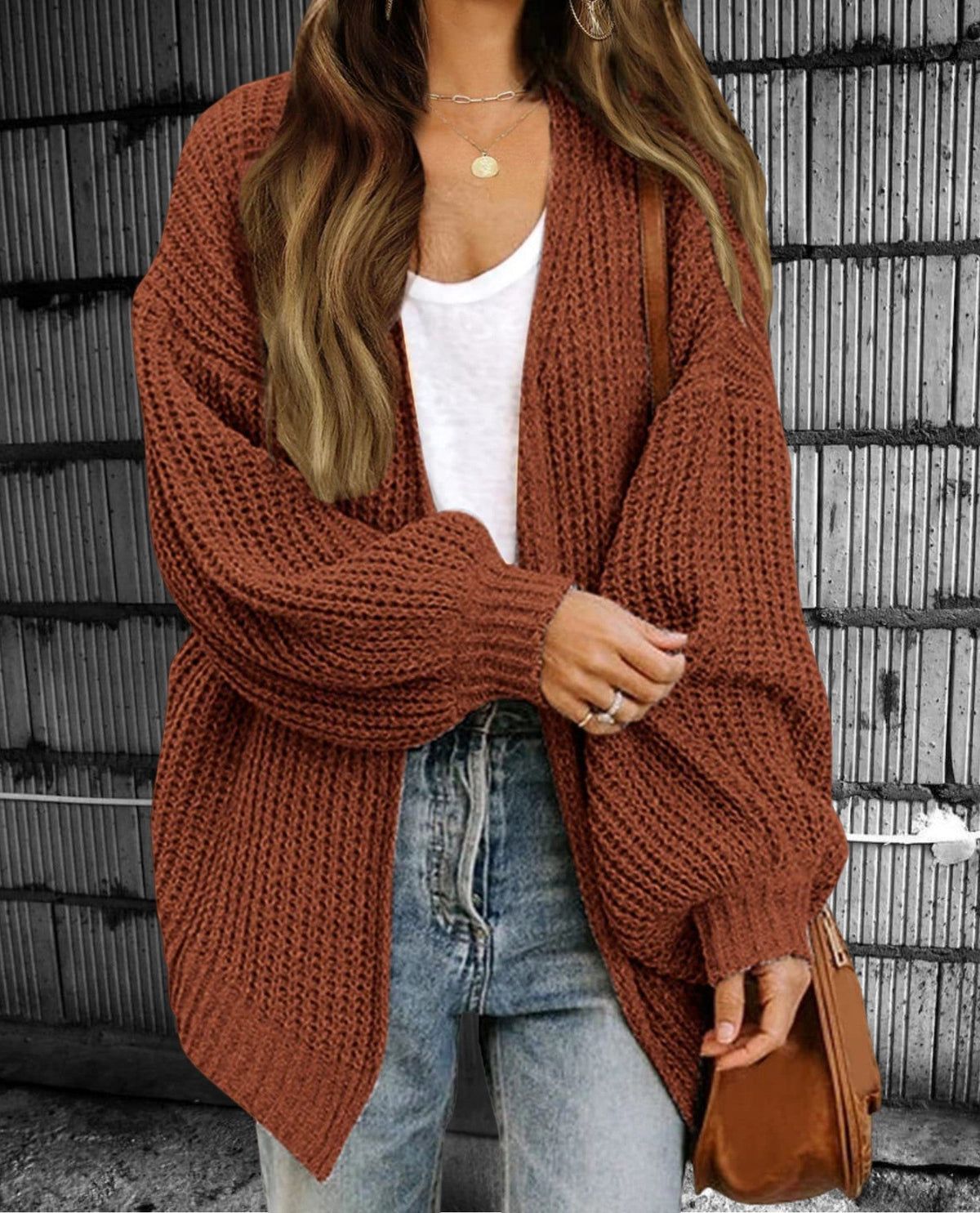 Street-wave Oversized Chunky Knit Cardigan For Women, Cozy Chic Casual Knitwear Essentials