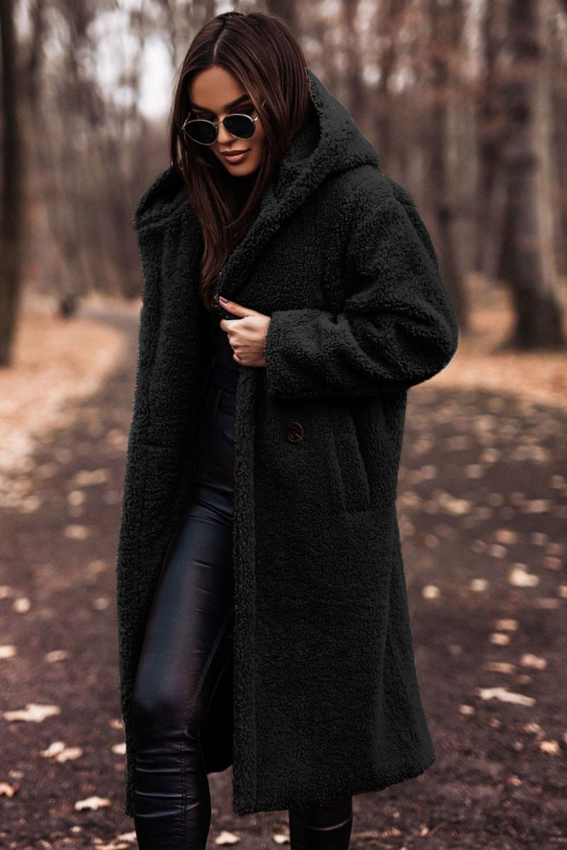 Street-Wave Plus Size Hooded Fleece Teddy Coat For Women Warm Cozy Long Winter Coat
