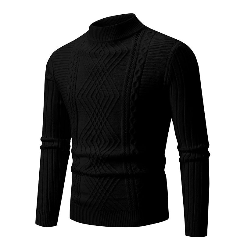 Street-wave Men's Cotton Cable Knit Turtleneck Sweater For Everyday Warmth And Comfort