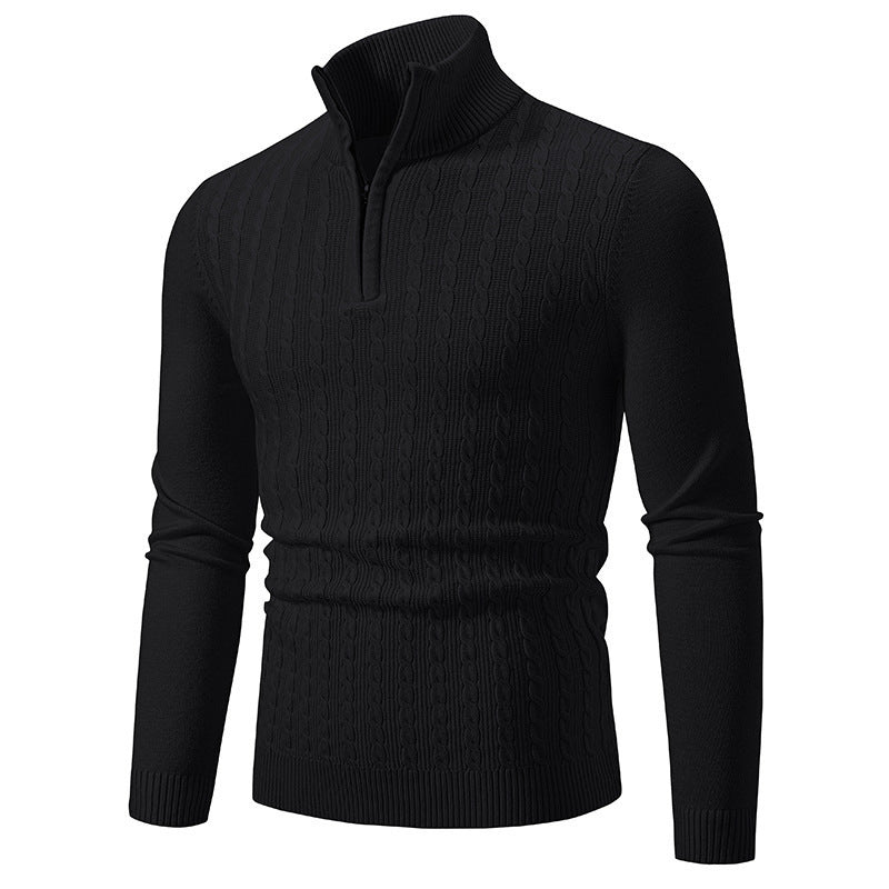 Street-wave Men's Zip Up Cable Knit Premium Turtleneck Sweater for Stylish Comfort and Everyday Wear