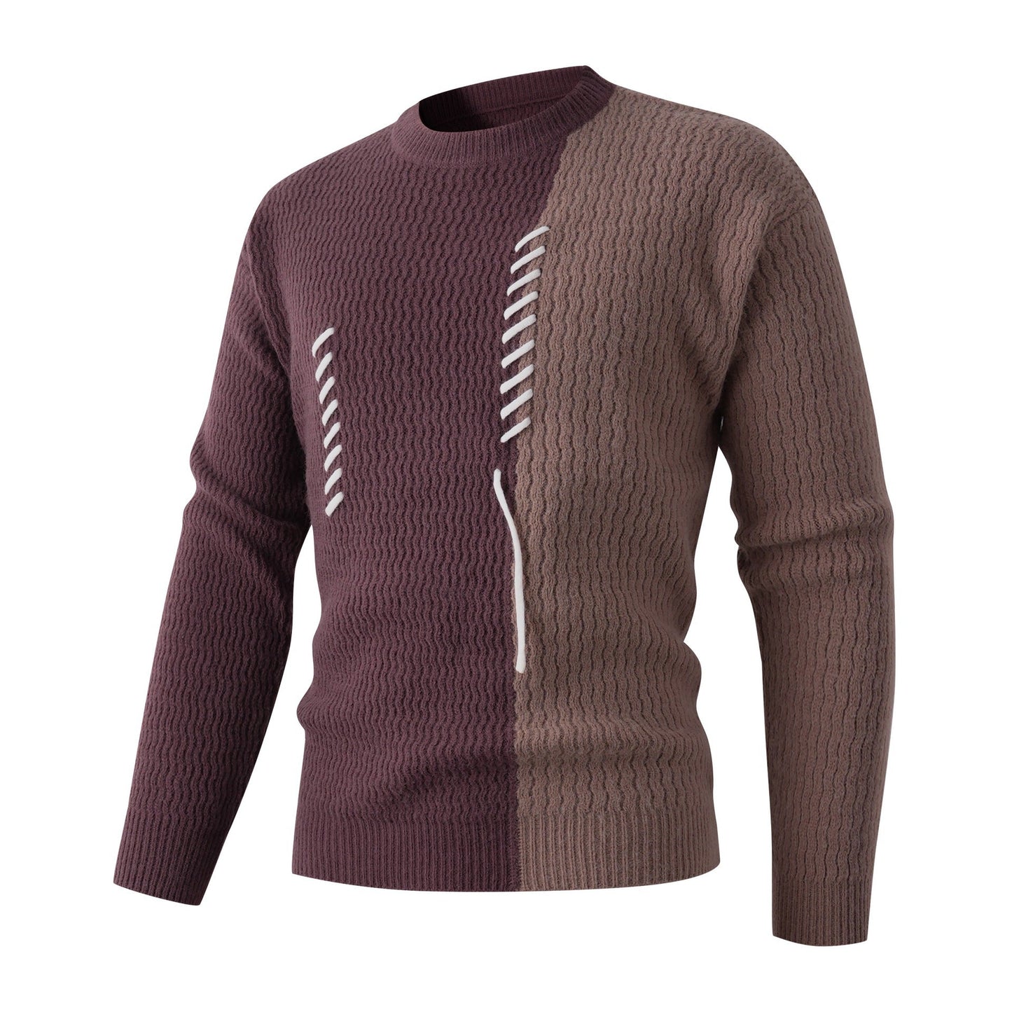 Street-Wave Men's Cable Knit Sweater With Modern Pattern And Bold Contrasting Details