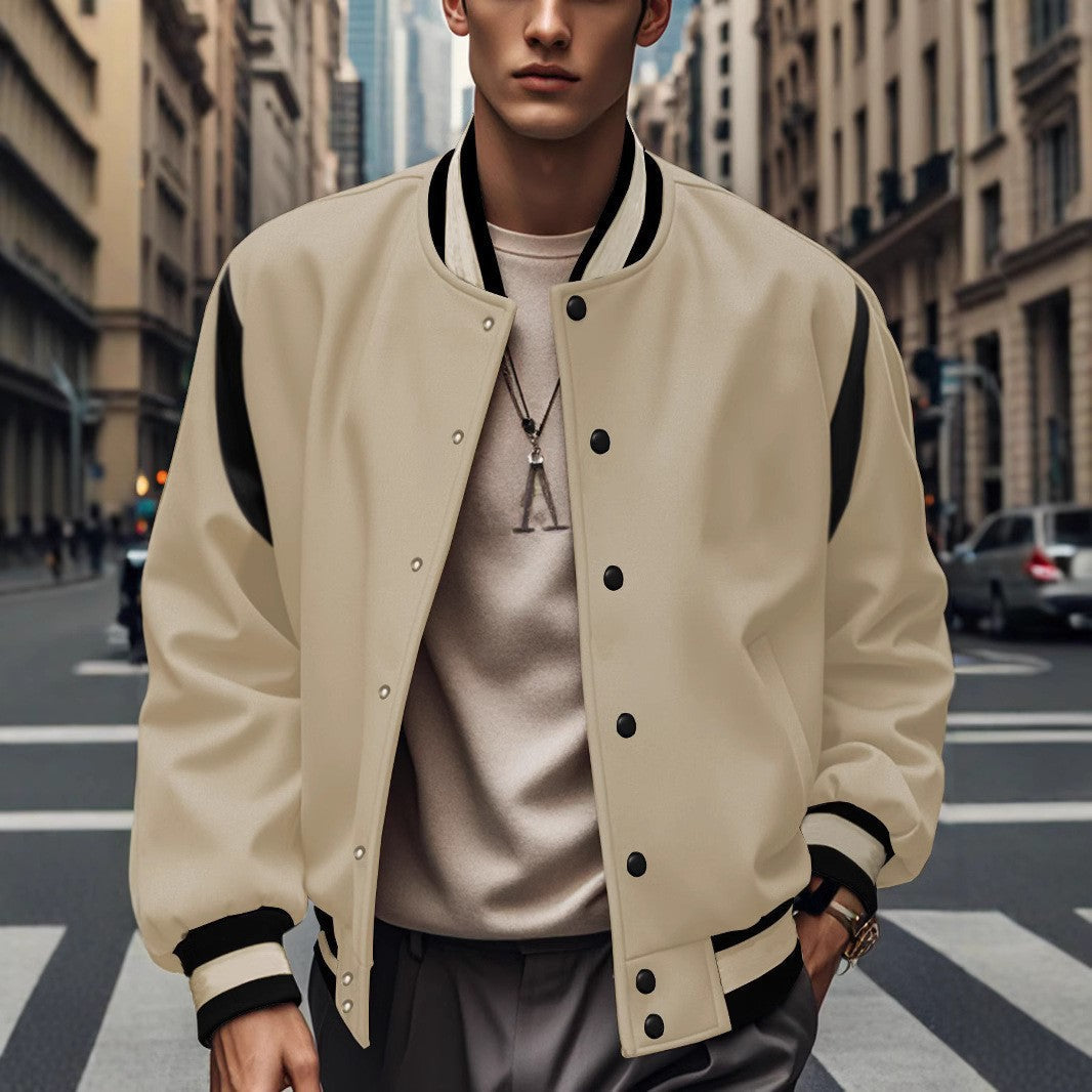 Men's Bomber Jacket With Contrasting Sleeves Street-wave Urban Streetwear Essential For Men