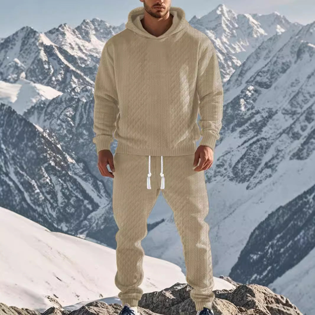 Street-Wave Men's Cozy Lounge Set With Hoodie And Elastic Waistband For Home And Outdoors