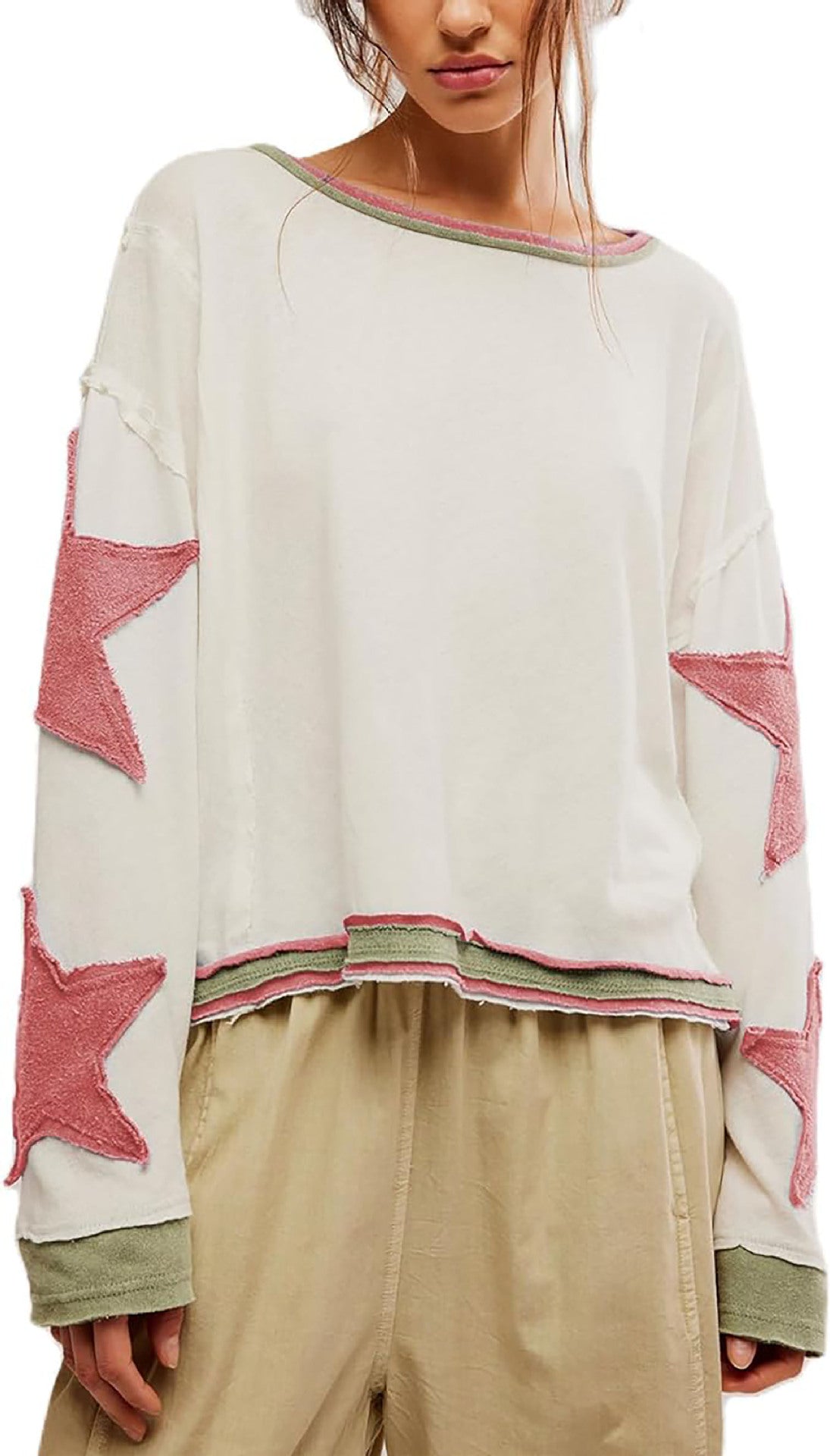 Street Wave Womens Casual Star Design Pullover Cozy Cotton Blend Everyday Comfort