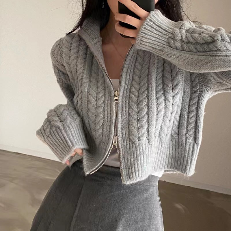 Streetwave Cable Knit Cardigan For Women With Zip Closure Premium Cozy Knitwear Everyday Style