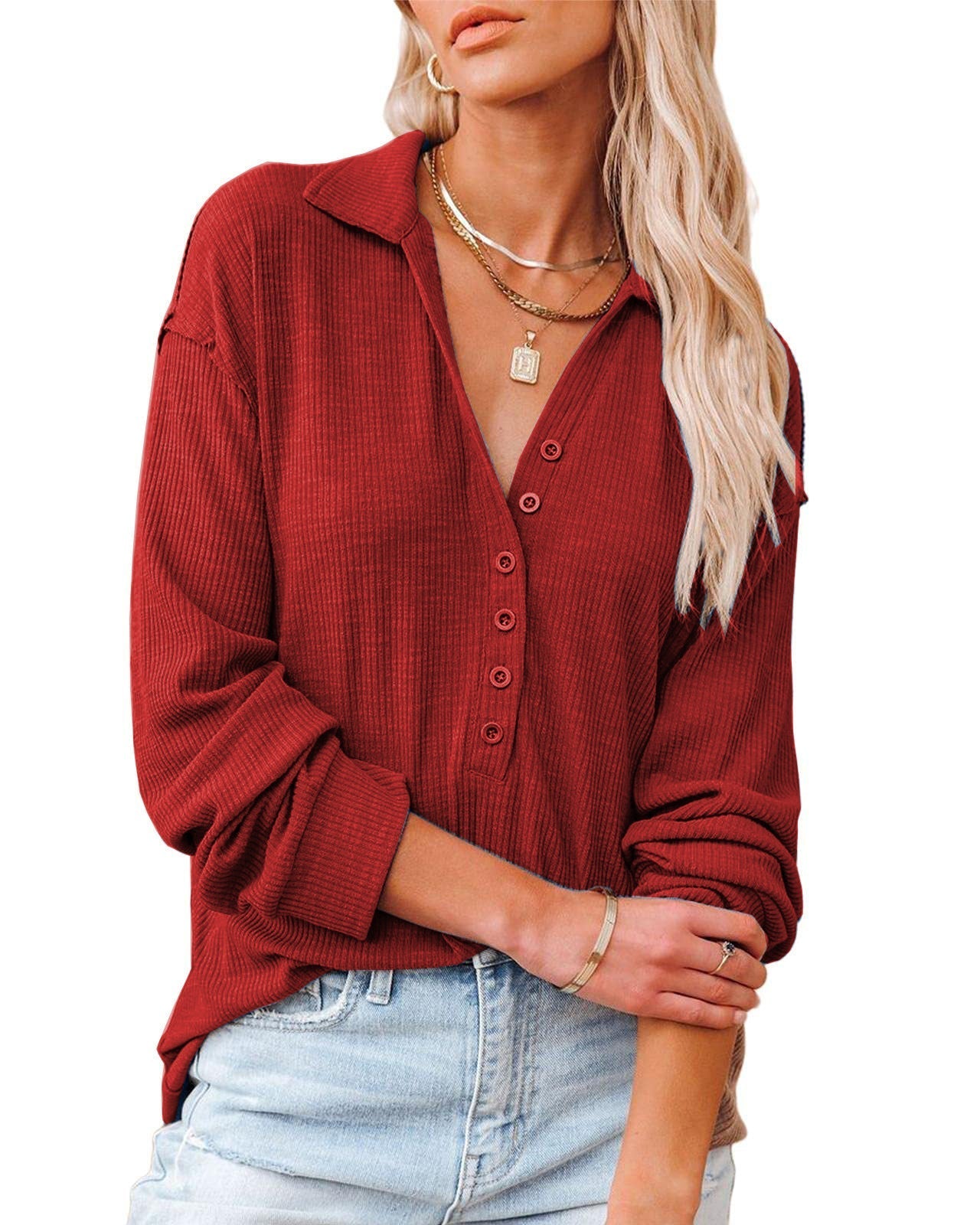 Street-wave Women's Button Front Shirt With Textured Pattern For Casual Comfort