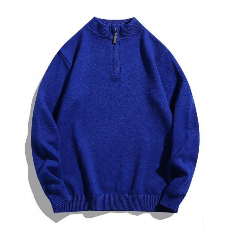 Street-wave Men's Cozy Zip Neck Turtleneck Sweater For Casual Comfort And Everyday Style