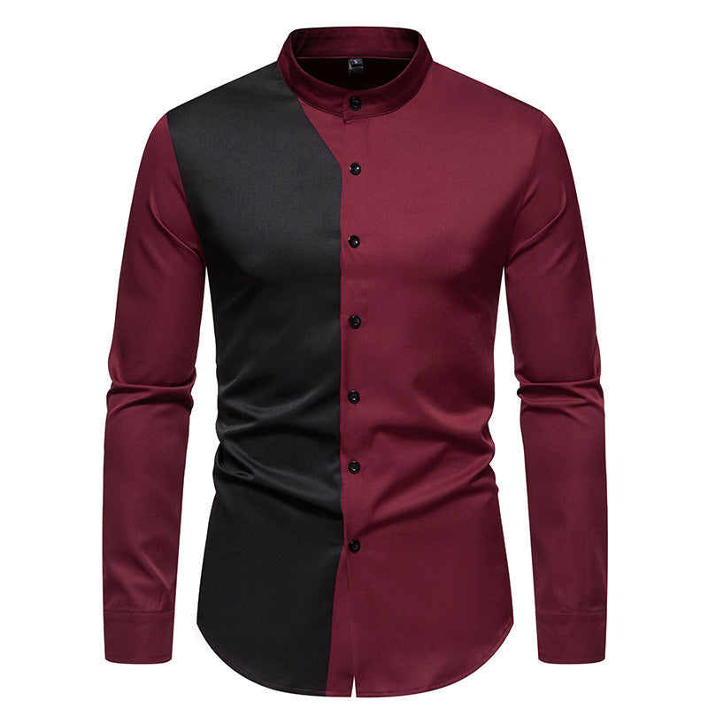 Men's Long Sleeve Color Block Shirt Breathable Lightweight Comfort for Modern Men Street Wave