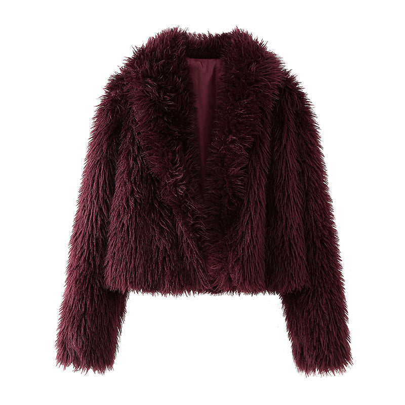 Street-Wave Cozy Short Faux Fur Jacket For Women With Plush Warmth And Luxurious Style