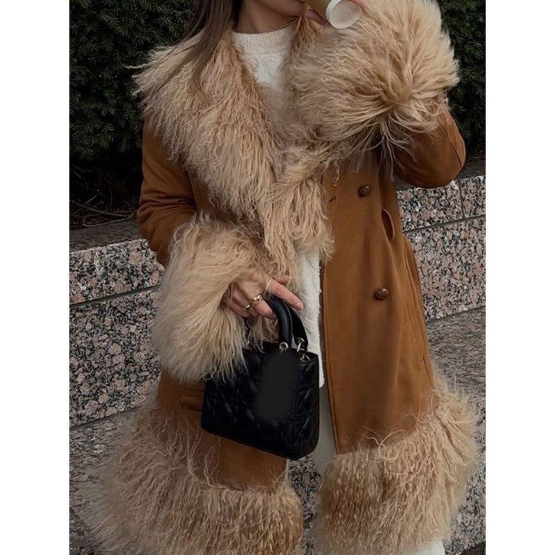 Street-Wave Women's Oversized Faux Fur Coat With Luxurious Fur Trim For Chic Winter