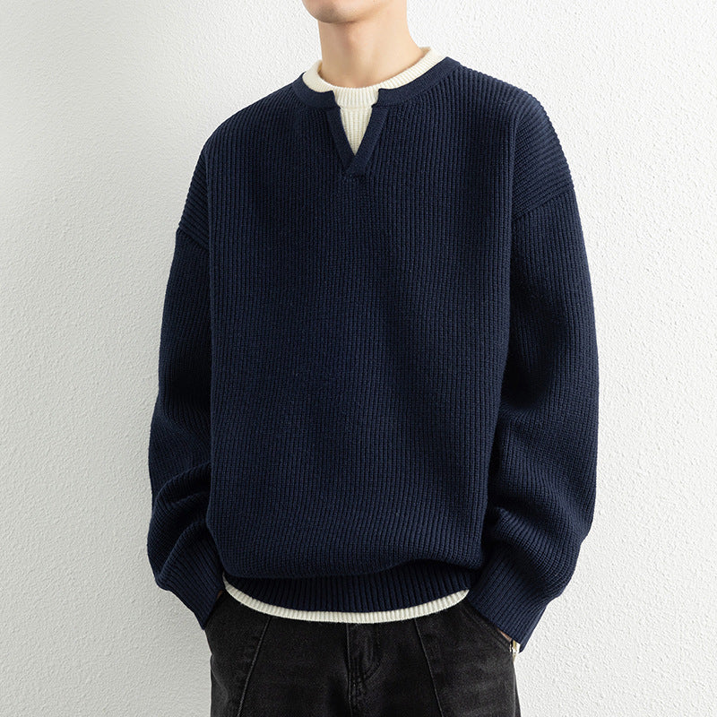 Street Wave Mens V Neck Knit Sweater With Textured Structure And Breathable Comfort For Casual Everyday Wear