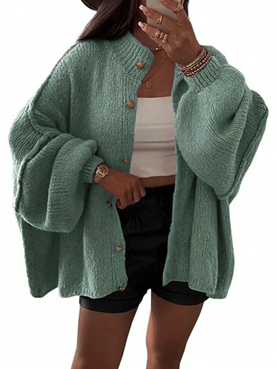 Street Wave Fluffy Knit Cardigan Women Cozy Wool Blend With Oversized Sleeves For Fall