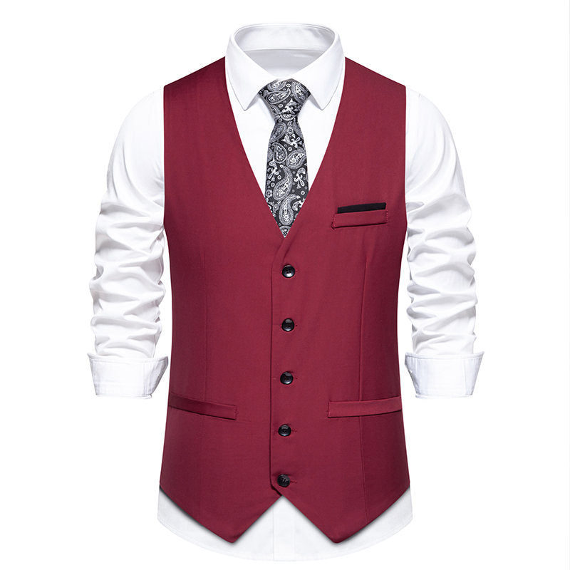 Street-wave Men's Gray Suit Vest With Fine Texture And Premium Material For Formal Events