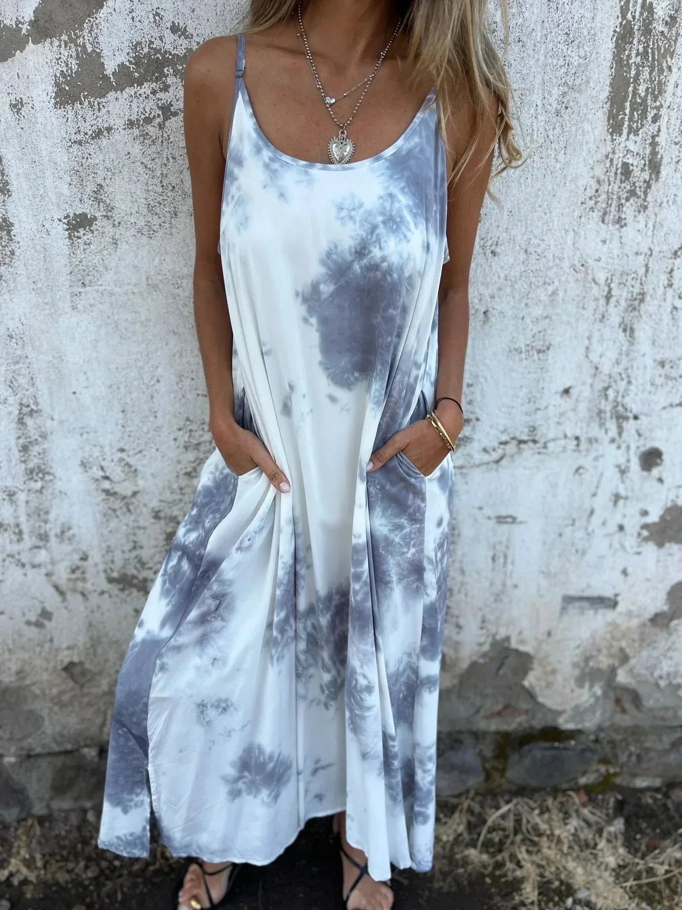 Street Wave Women's Maxi Dress Tiger Print Breathable Pockets Adjustable Straps