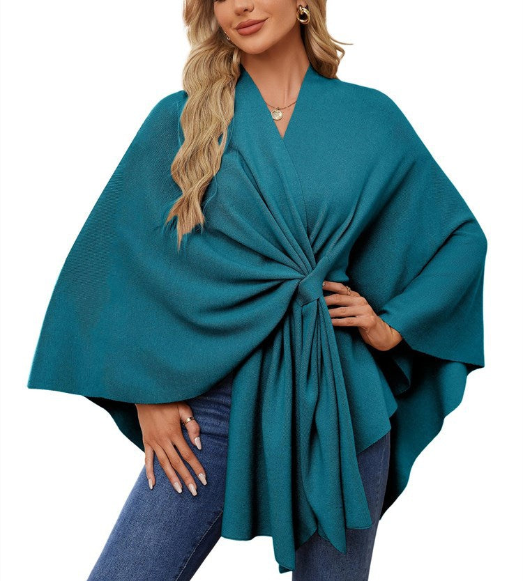 Street Wave Womens Elegant Wrap Sweater with Asymmetric Knot Tie Front For Everyday And Special Occasions