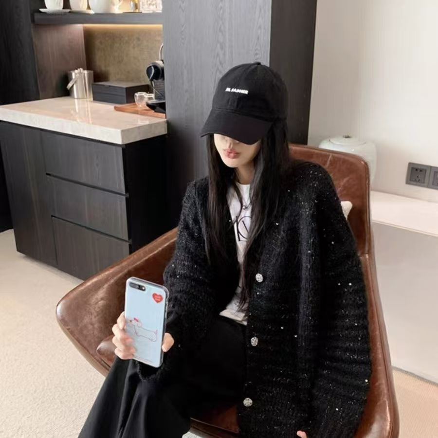 Street-Wave Women Knit Cardigan With Voluminous Sleeves And Unique Stitch Texture