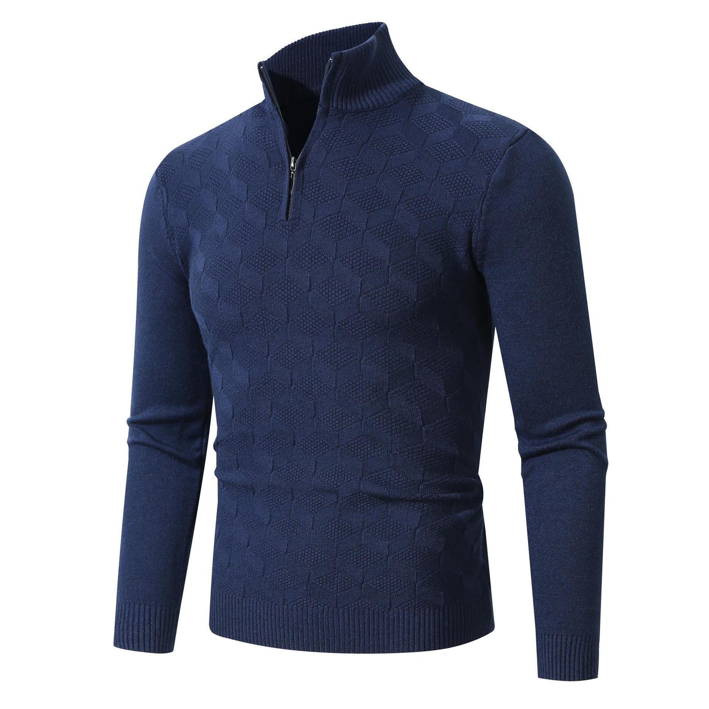 Street-wave Men's Half Zip Knit Pullover With Structured Cable Pattern Casual Comfort