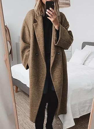 Street-wave Oversized Wool Coat for Women with Classic Lapel Timeless Silhouette Luxe Warmth