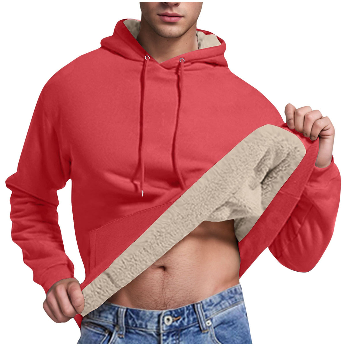 Street Wave Mens Fleece Hoodie With Cozy Sherpa Lining For Cold Weather Comfort All Day Warmth
