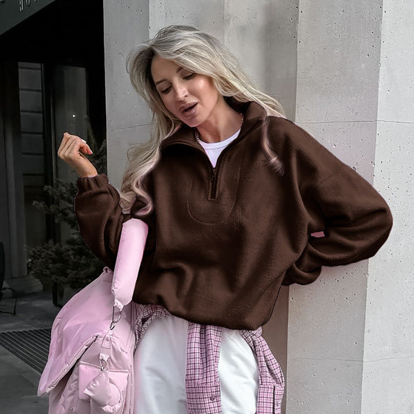 Street-wave Women's Fleece Pullover Cozy Warmth Premium Soft Hundred Percent Fleece Half Zip Modern Casual