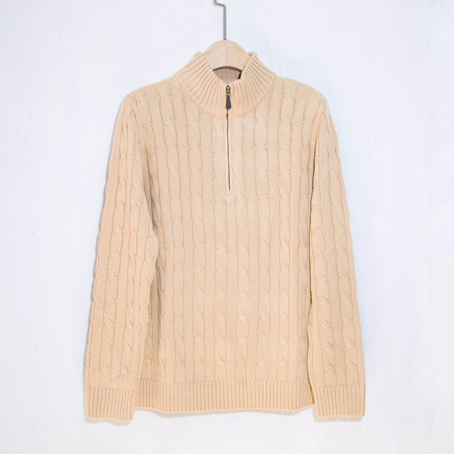 Street-wave Mens Cable Knit Half Zip Sweater Premium Warm Wool For Modern Gentlemen