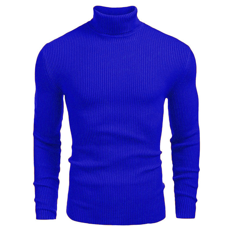Street-Wave Men's Fine Rib Knit Rollneck Sweater Soft Warm Turtleneck for Everyday Style