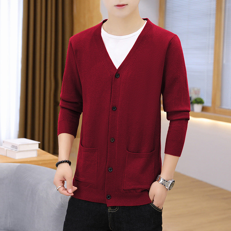 Street-Wave Mens Elegant Lightweight Knit Cardigan With Pockets For Breathable Comfort