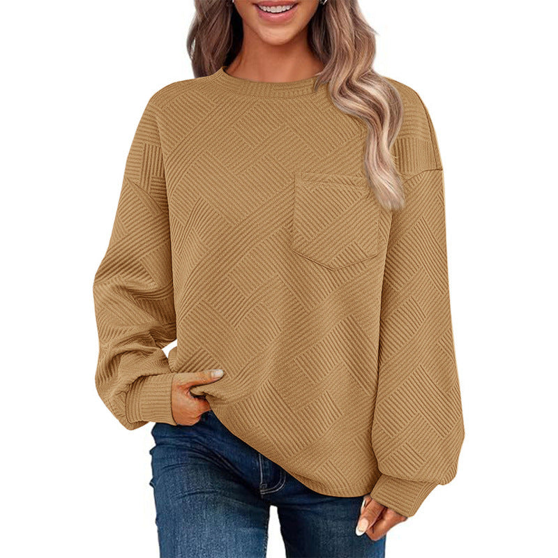Knit Pullover Cozy Street Wave For Women Pink Pocket