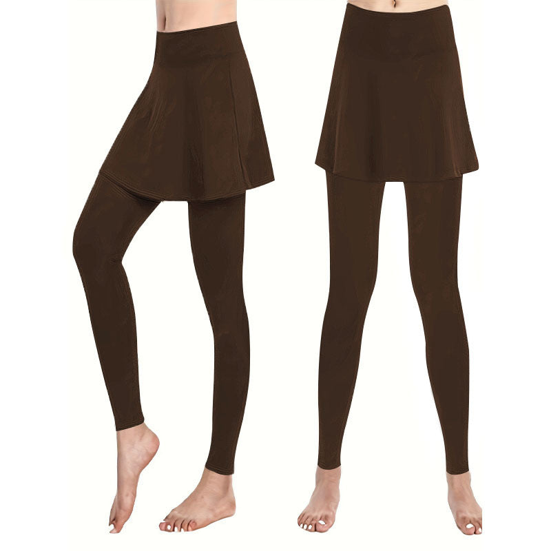 Street-Wave Skirted Leggings For Women Comfortable Activewear With Integrated Skirt For Gym And Yoga