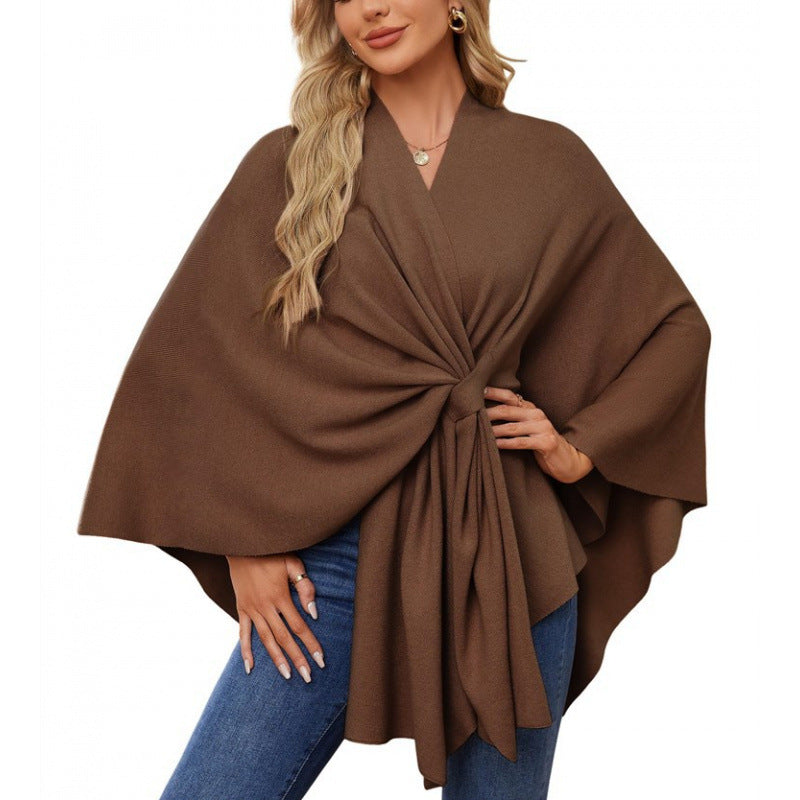 Streetwave Wrap Coat With Knot Tie Front Elegant Draped Silhouette For Stylish Women