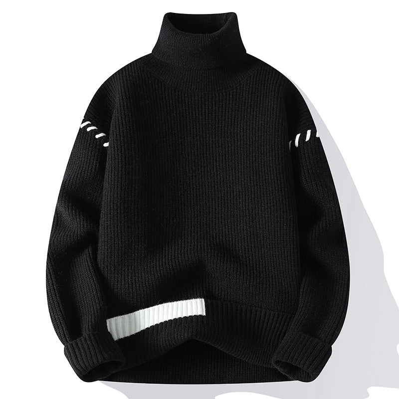 Street-wave Women Chunky Knit Turtleneck Sweater With Decorative Sleeve Details And Soft Cotton