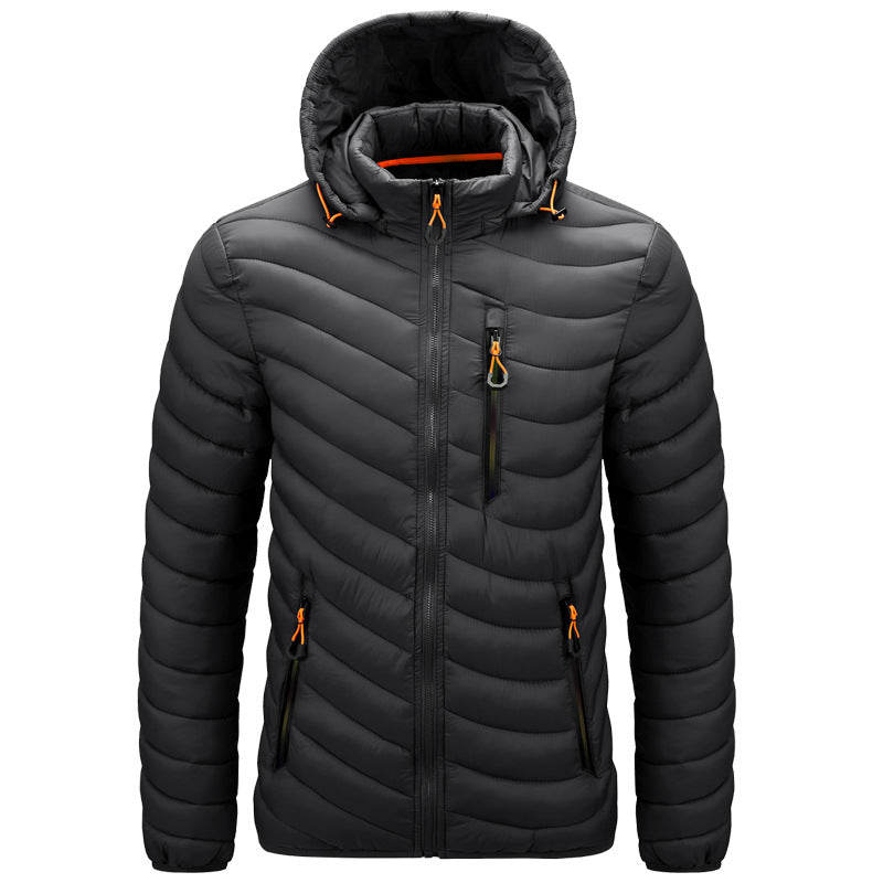 Street-Wave Men's Vegan Leather Puffer Jacket With Hood Eco Quilted Outerwear For Men