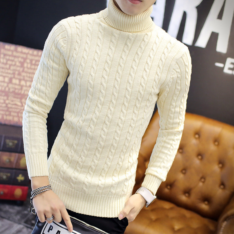Street-wave Men's Cable Knit Turtleneck Sweater - Cozy Warm Rollneck with Classic Pattern