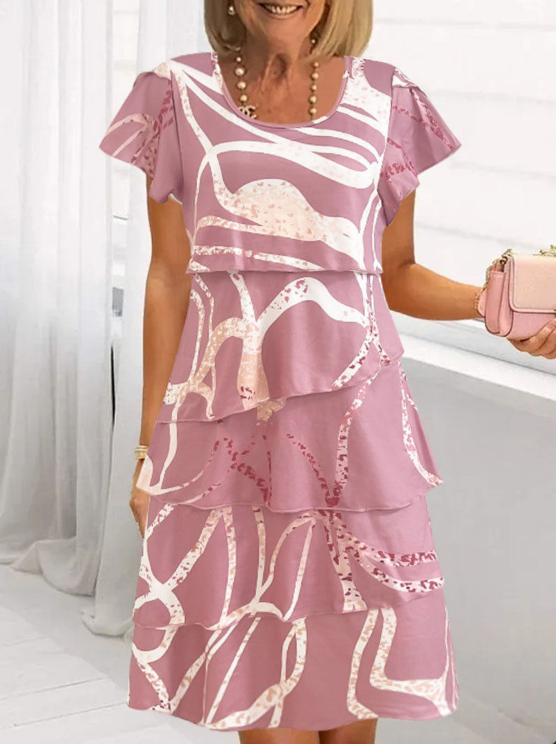Street Wave Women’s Relaxed Floral Midi Dress With Tiered Ruffles