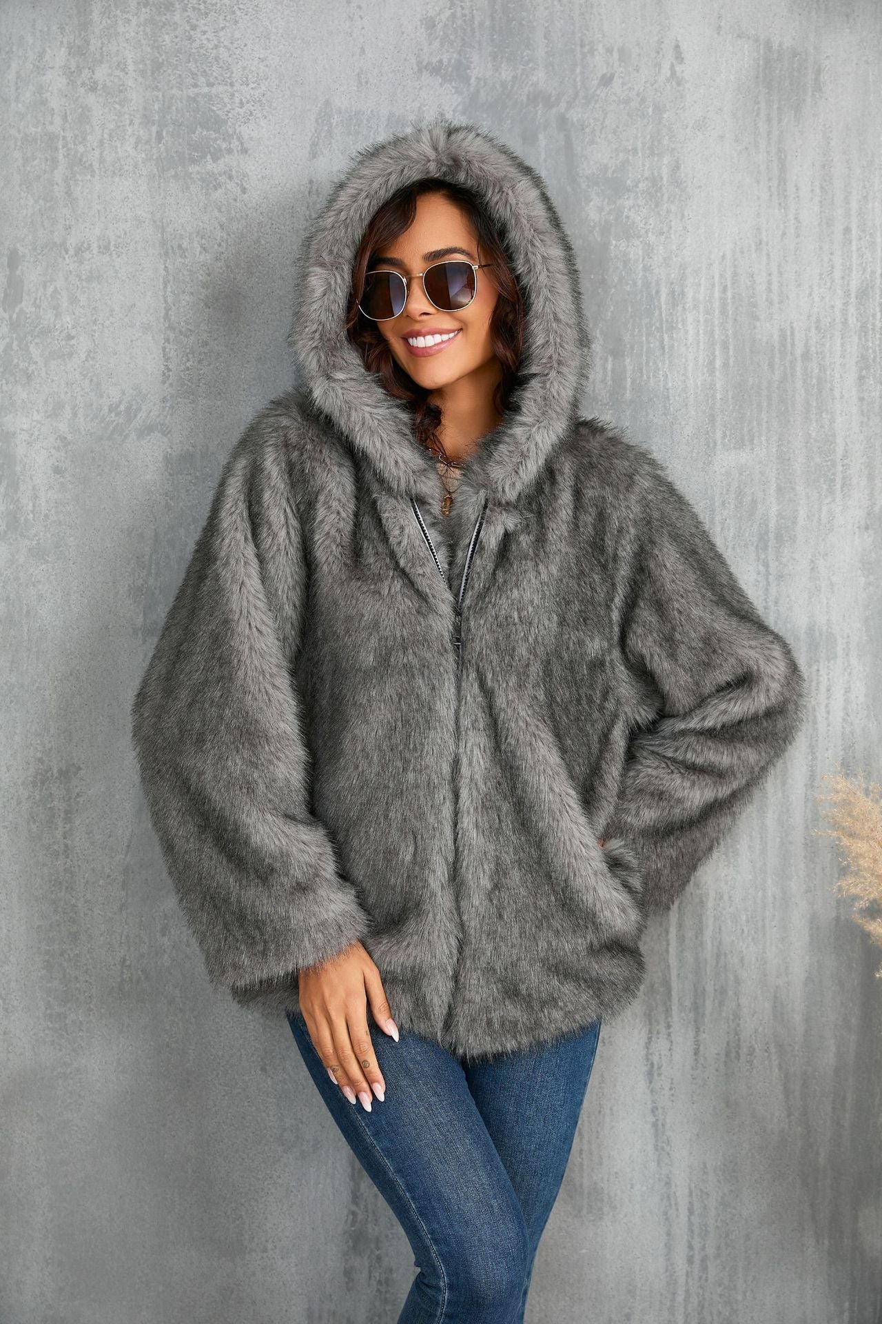 Streetwave Womens Cozy Faux Fur Hooded Jacket Ultra Soft Warmth Plush Comfort Everyday