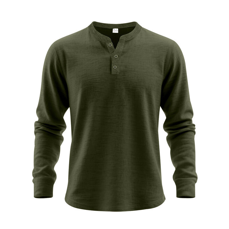Streetwave Men's Long Sleeve Henley Shirt With Button Placket Breathable Cotton Comfort