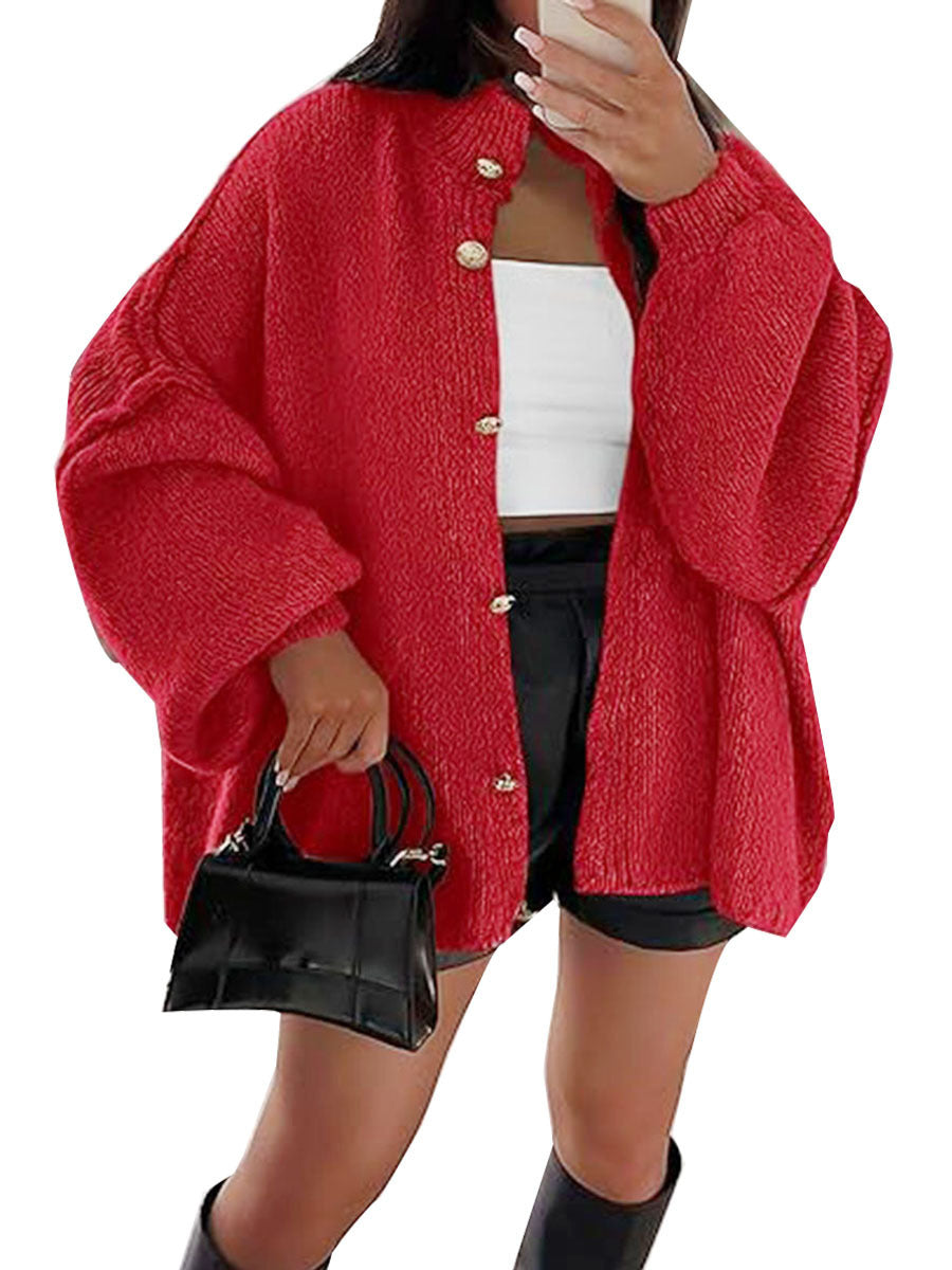 Street Wave Fluffy Knit Cardigan Women Cozy Wool Blend With Oversized Sleeves For Fall