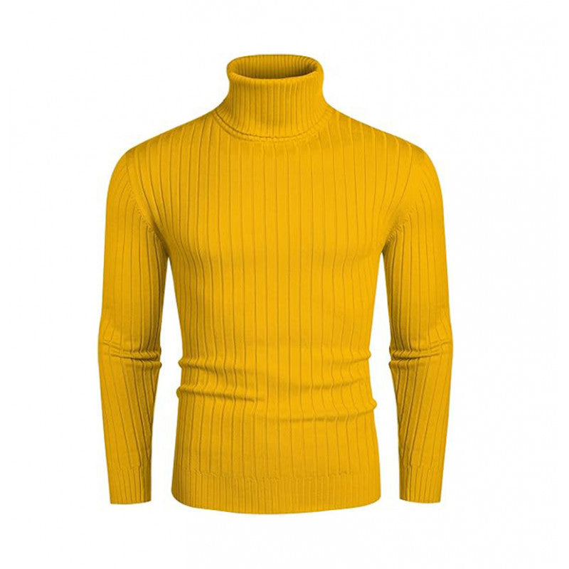 Street Wave Men's Turtleneck Knit Sweater With Fine Ribbing For Comfortable Modern Men