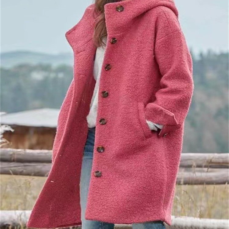 Streetwave Womens Oversized Wool Coat With Button Closure For Warm Luxurious Everyday Outerwear