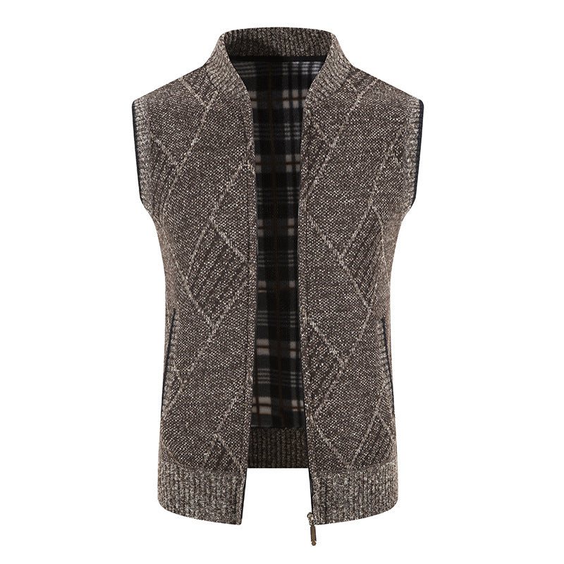 Street-Wave Men's Knit Vest With Diamond Pattern For Fashion-Forward Men Versatile Layering