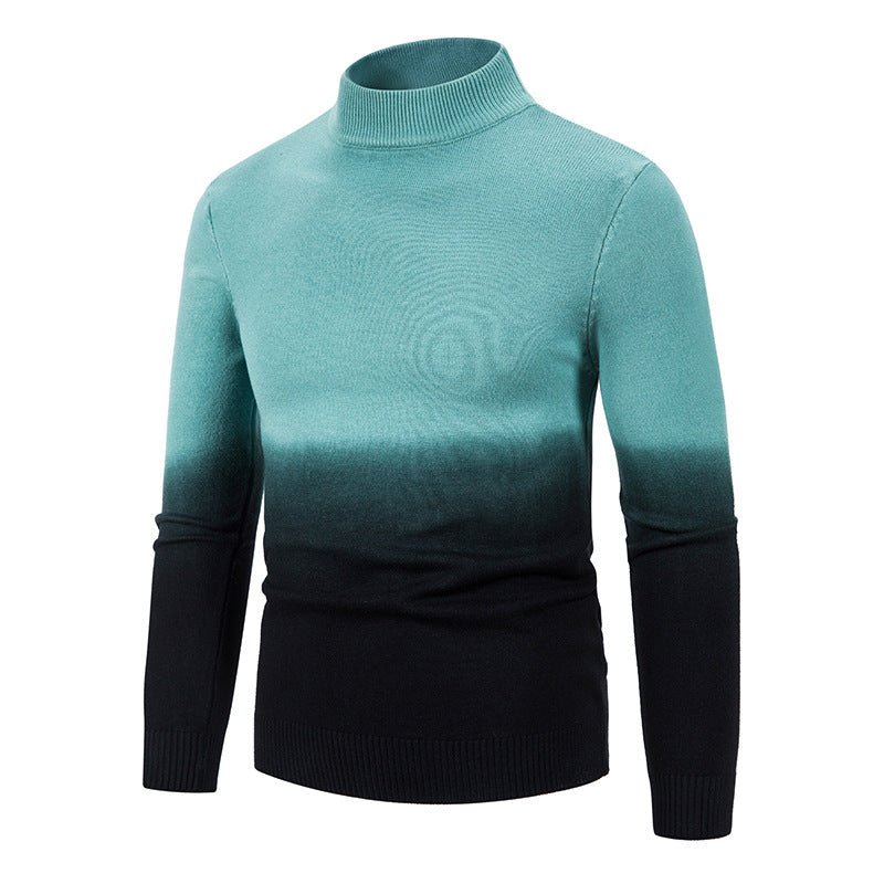 Streetwave Men Gradient Turtleneck Sweater With Color Block Knit For Everyday Style
