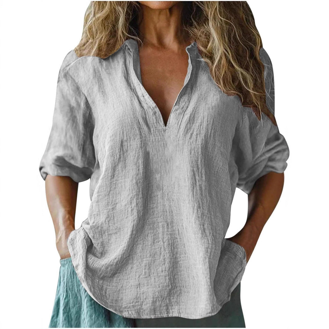 Street-Wave Linen Blouse For Women Breathable Casual Elegance Comfortable Everyday Wear