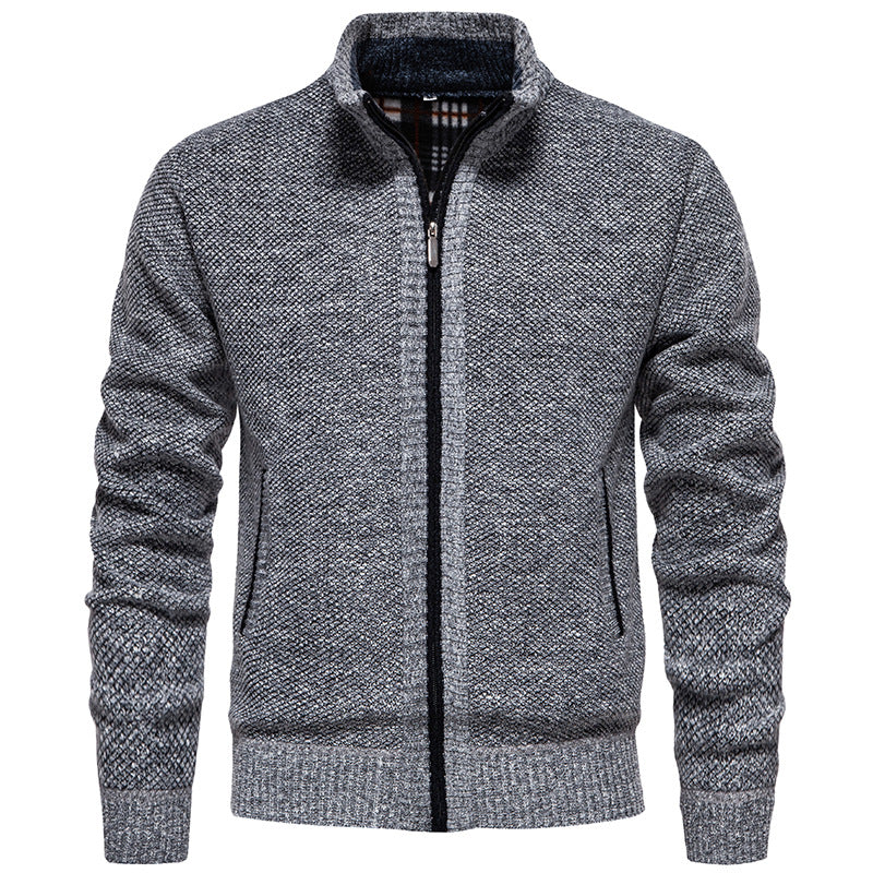 Street Wave Mens Cardigan With High Collar And Practical Pockets For Warm Cozy Knit